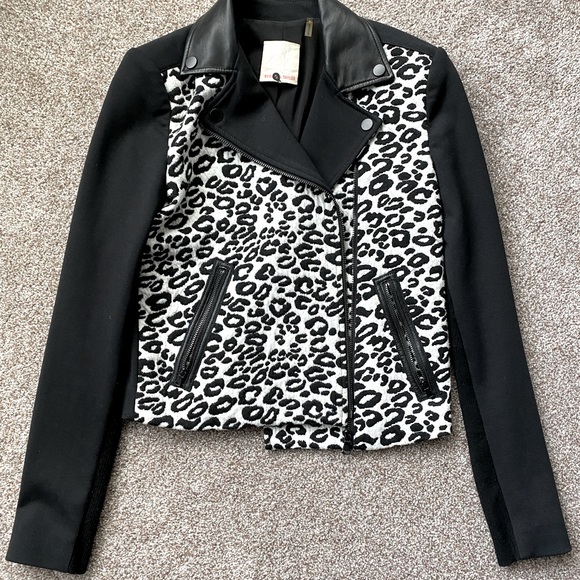 Rebecca Taylor Leopard print moto jacket - Picture 2 of 3